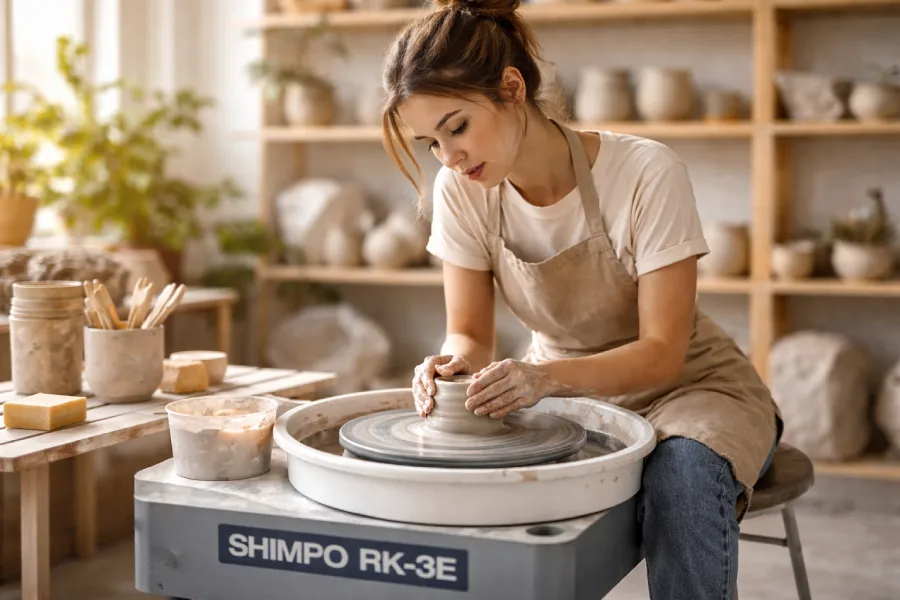 Tour de potier professionnel Shimpo RK-3E en atelier